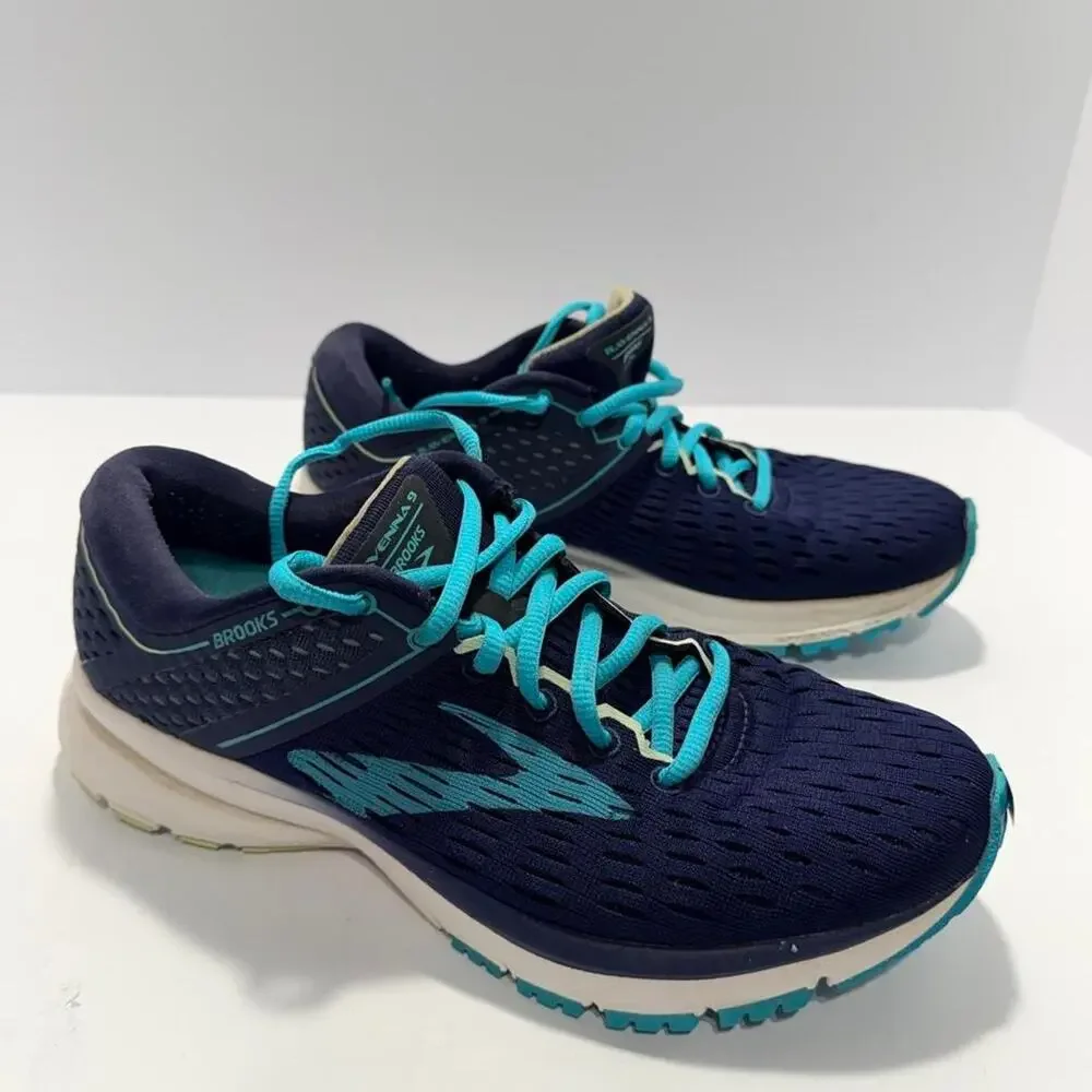 Brooks Ravenna 9 Womens Size 8 B Medium Navy Blue Turquoise Running Shoes